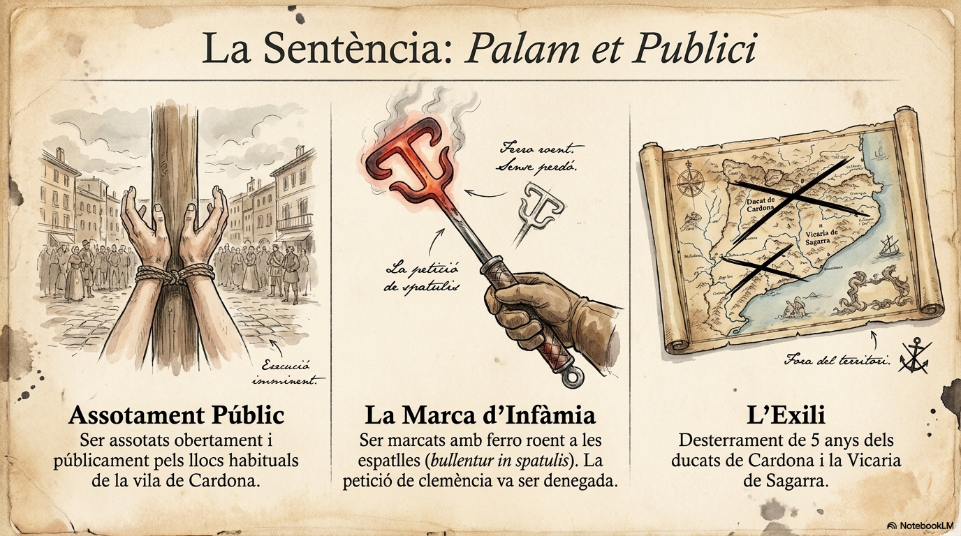 Fira de Solsona detinguts per furtar moneda. Sentenciats a fuetades a Cardona i exili de cinc anys justice in flesh slide 9